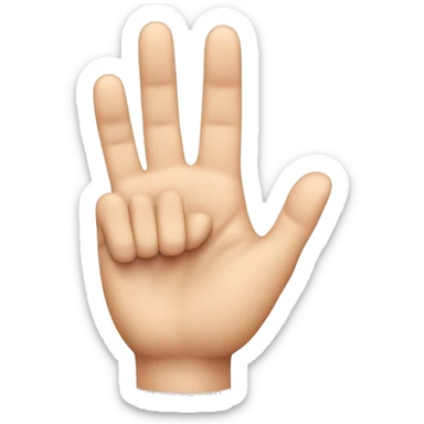 emoji hand showing the palm with only the index, middle, and pinky fingers up. The thumb should be holding the ring finger. sticker