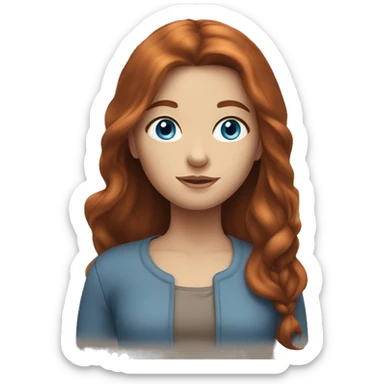 Girl with long auburn hair, blue eyes  sticker
