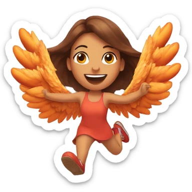 a girl flying with two delicious bbq chicken wings on her back sticker