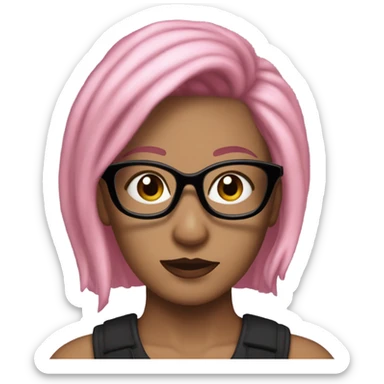 giselle aespa with pink hair and black glasses on whiplash era sticker