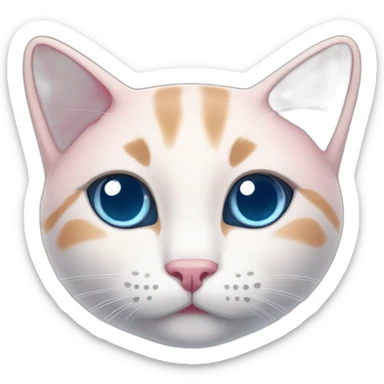 Light pink cat with blue eyes and dark pink nose sticker