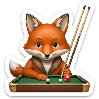 fox playing billiards sticker
