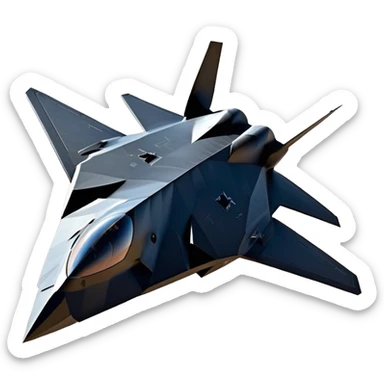 F-117 Nighthawk - Lockheed Martin (Stealth Grey) A futuristic stealth attack aircraft with a distinct faceted, angular design in a stealthy matte grey. Its sharp, jagged edges and unconventional, almost alien-like shape make it look like a shadow cutting through the night sky. The surface should appear non-reflective with subtle panel lines. sticker