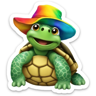 Turtle kissing a hat sticker