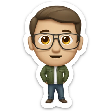 Мужчина с зелеными глазами и коричневыми волосами смотрит подозрительно sticker