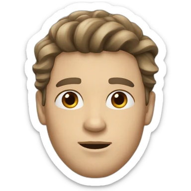 White American man with dark brown wavy hair, brown eyes, bigger nose, sharp jawline sticker