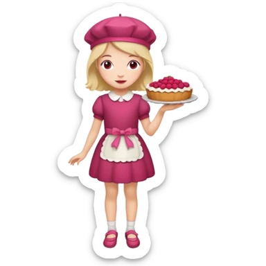Raspberry torte human full body and legs girl with a raspberry barrette on her head sticker