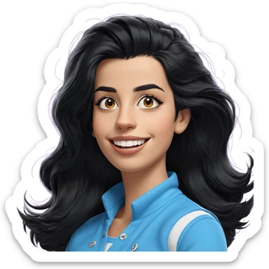 smiling girl with black hair sticker