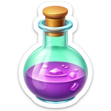 Clash of Clans aesthetic: Cinematic Playful 3D Isometric Health Potion Emoji, rendered in a 3D vector-style similar to standard emojis with minimal shading and bold, simplified shapes. A compact, distinct form with signature details, softly glowing with a fantasy RPG magic charm. Simplified yet unmistakably iconic, highly detailed and consistent, glowing with a soft radiance and high shine. Stylized with a touch of heroic grandeur and a soft glowing outline, capturing the essence of a beloved gaming relic with a friendly, playful manner! sticker