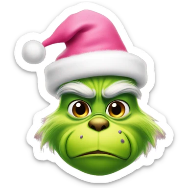 Grinch wearing pink Christmas hat sticker