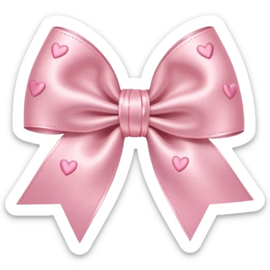 light pink bow with little light pink hearts around it sticker