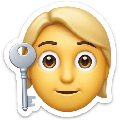 ios style emoji with wondering face expression holding a key. White background sticker