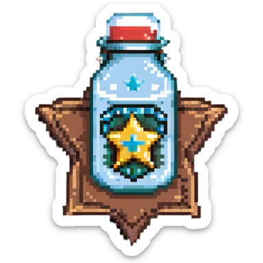 sheriff badge with star and baby feeding bottle in center sticker