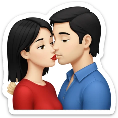 couple kissing black hair man blonde woman sticker