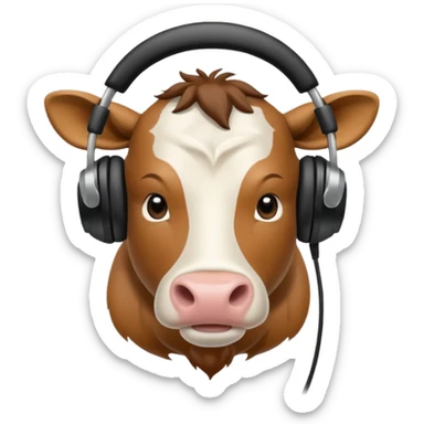 buff cow wearing black headphones sticker
