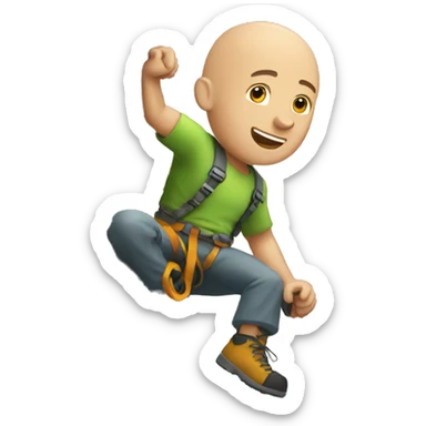 a bald guy rock climbing sticker