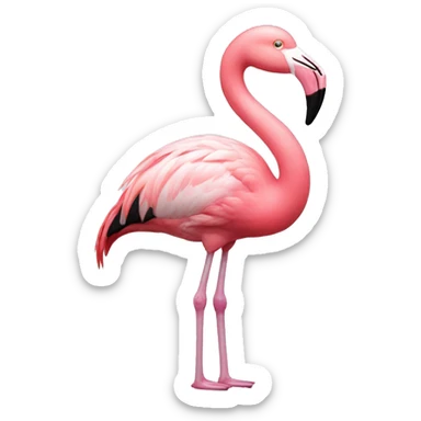 flamingo with white bow on head facing me sticker