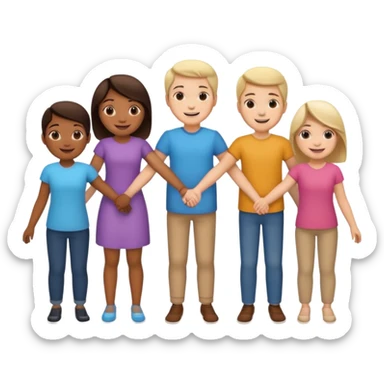 five people holding handsin circle sticker