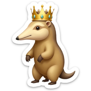 Anteater walking around and wearing a crown sticker