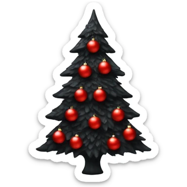 Black Christmas tree with red ornaments  sticker