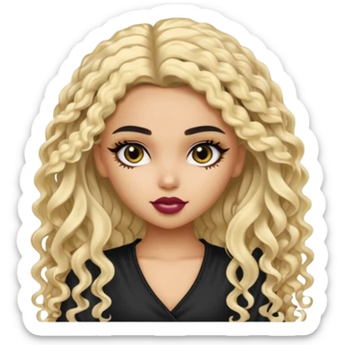 split dye leftside blonde rightside black long curly hair, pretty bratz Saudi baddie sticker
