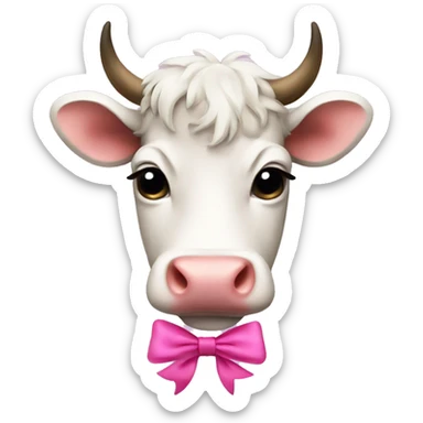 scottish cow with cute pink bow sticker