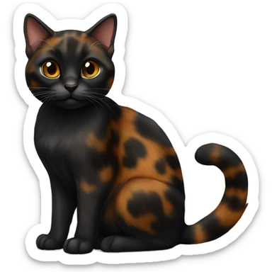 Tortoiseshell, black cat sitting down sticker
