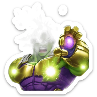 Broly clacking with the infinity gauntlet  sticker