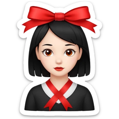 girl that have a red ribbon in her hair the hair is black  sticker