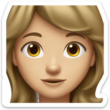 a girl with bangs, white eyes and slanted hair,her hair is brown andwavy bangs  sticker