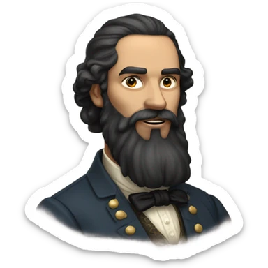 a 19th-century dressed man with long black beard and short black hair sticker