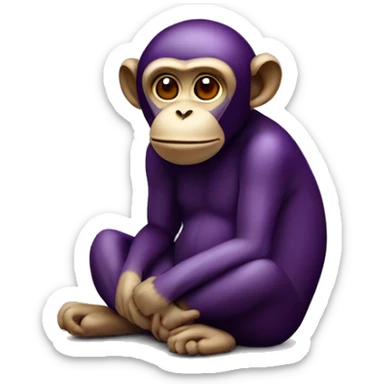 sitting monkey with an aubergine on it’s head sticker