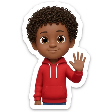 black boy waving curly hair reaching for something sticker