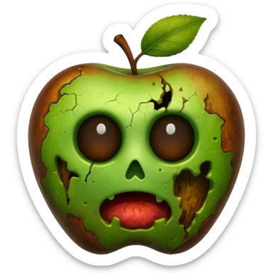 moldy apple without eyes and face sticker