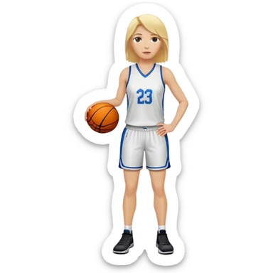 Full Body white female   basketball head coach with blonde hair  sticker