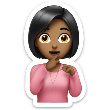 girl with a black bob blowing a kiss sticker