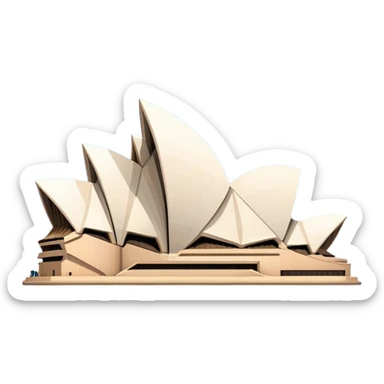 Cinematic Realistic Sydney Opera House Landmark Emoji, depicted with its iconic sail‚Äêlike design set against a clear blue sky, rendered with crisp architectural detail and dynamic lighting. sticker