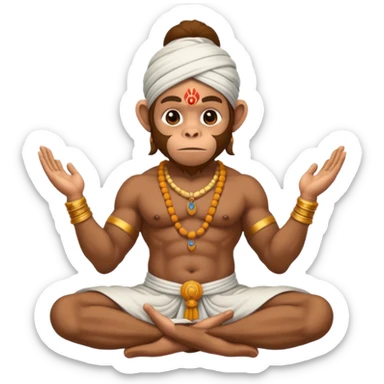 Hanuman ji monkey face hunk build body having mukut and dhoti and should be seated in pease to pray Ramji sticker