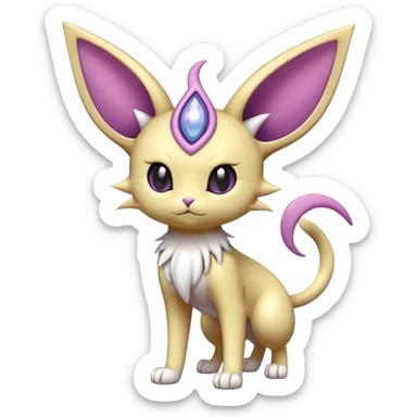 Shiny Espeon-Meowth-Skitty-Fakémon-hybrid-creature (full body)  sticker