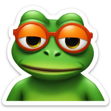 Pepe the frog with red horns and orange tshirt sticker