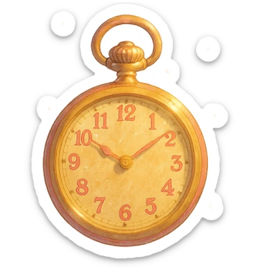 golden pocket watch with pink accents, dreamy lighting, nostalgic and magical sticker