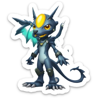 cute cool edgy sharp eldritch futuristic punk Digimon-Fakemon-animal full body sticker