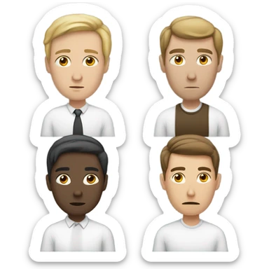6 Caucasian people sitting around a table looking unhappy sticker