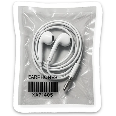 white EarPods arranged in a spiral, glossy sticker