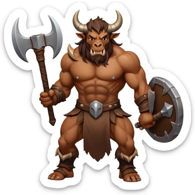 minotaur with axe and horns sticker