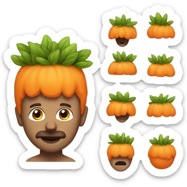 Draw a man that have an orange bushes on head and he is crazy sticker