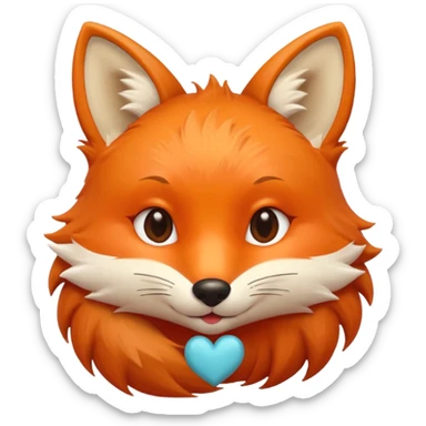 A iOS style fox with a kissing & winky face and a small heart sticker