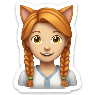 Ginger cat girl happy sticker