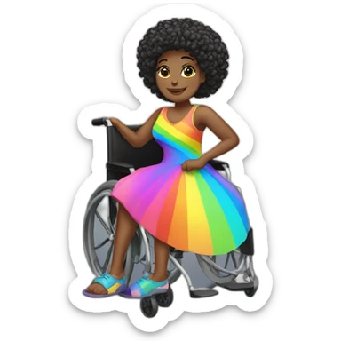 Black lesbian woman transgender on wheelchair rainbow dress sticker