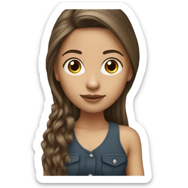 Realistic Brunette long hair light skin girl with yorkie sticker